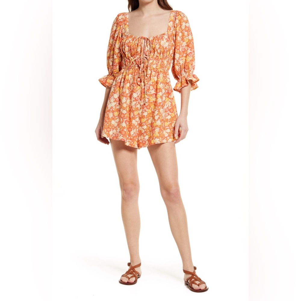 NWOT Free People Show Me Love Floral Linen Romper